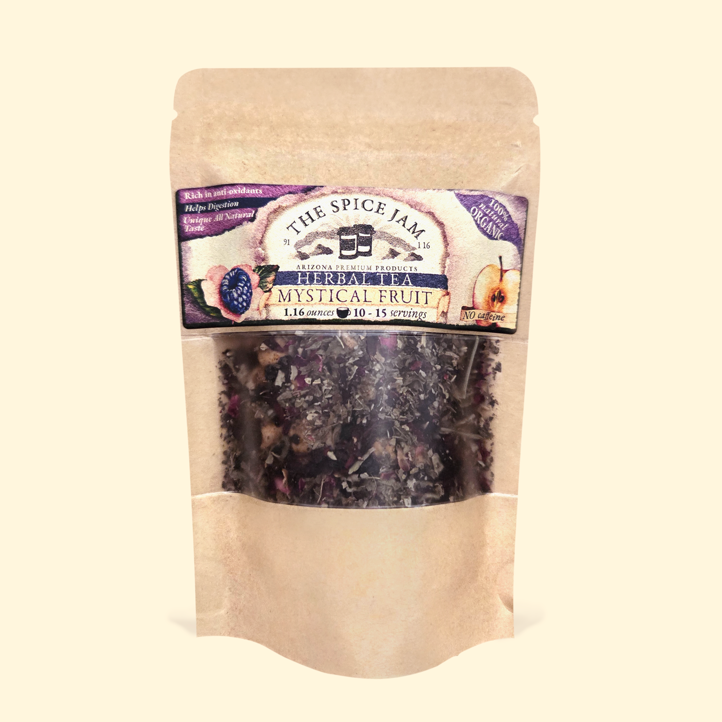 Mystical Fruit - Herbal Tea - All Natural and Organic - 1.16 Ounces - 10 to 15 servings - No Caffeine - Promotes Health