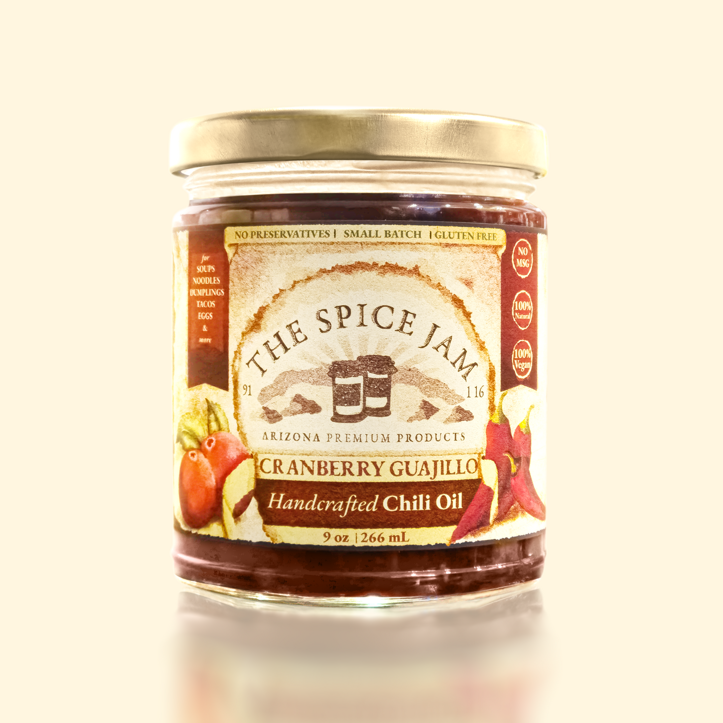 Cranberry Guajillo Salsa Macha - 9 oz - Spicy - Small Batch - Hand Made - Gourmet - All Natural - No MSG - No preservatives - Gluten Free