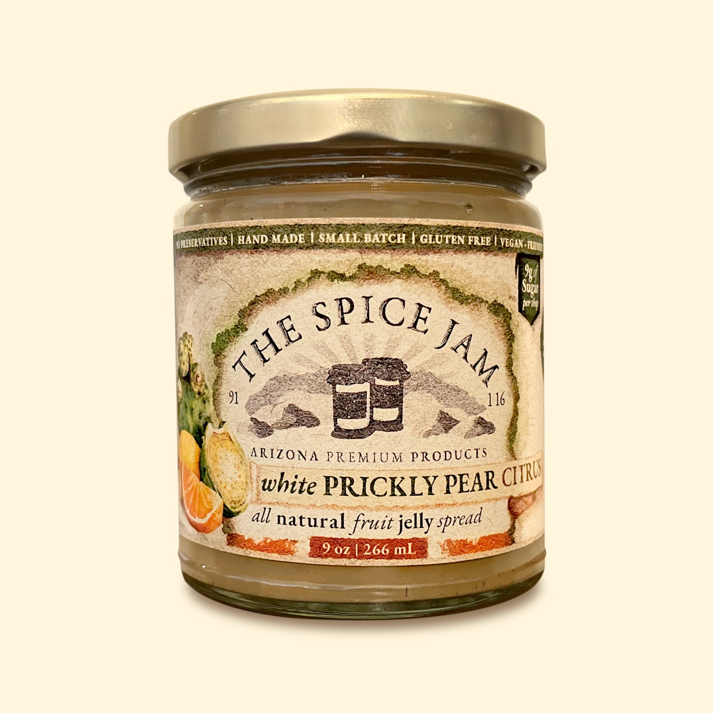 Prickly Pear Citrus Fruit Jelly - 9 Ounce - Small Batch - Hand Made - Gourmet - All Natural - No Preservatives - Gluten Free
