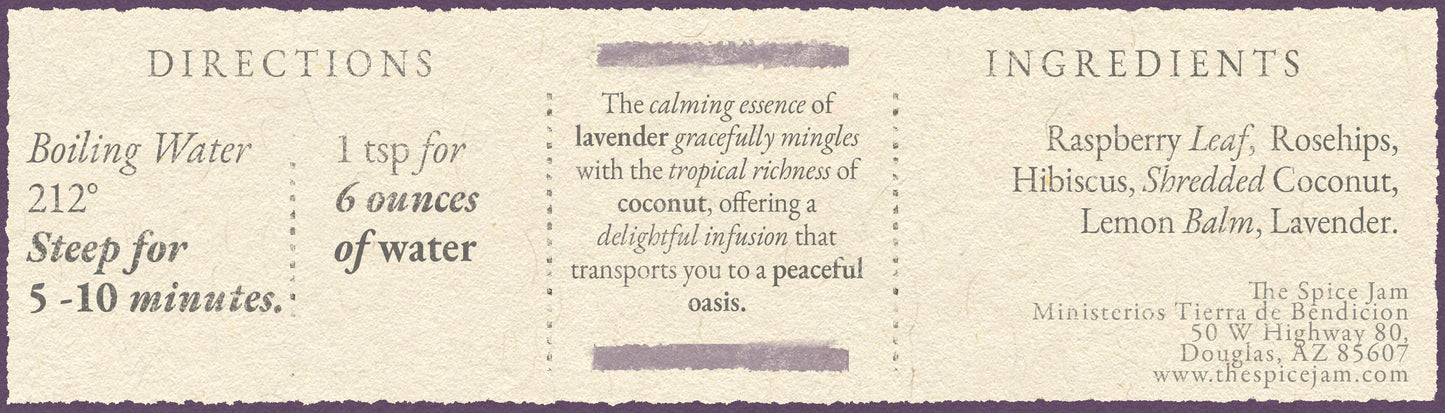 Lavender Coco - Herbal Tea - All Natural and Organic - 2.00 Ounces - 35 to 40 servings - No Caffeine - Promotes Health