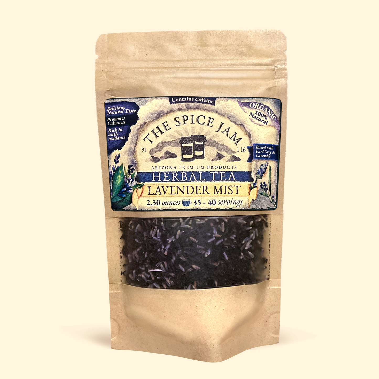 Lavender Mist - Herbal Tea - All Natural and Organic - 2.30 Ounces - 35 to 40 servings - Contains Caffeine