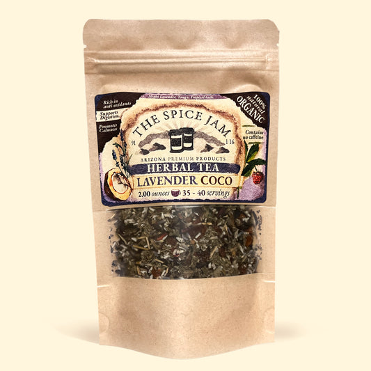 Lavender Coco - Herbal Tea - All Natural and Organic - 2.00 Ounces - 35 to 40 servings - No Caffeine - Promotes Health