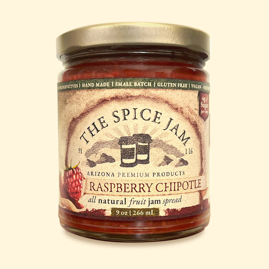 Raspberry Chipotle Fruit Jam - 9 Ounce - Small Batch - Hand Made - Gourmet - All Natural - Low Sugar - No Preservatives - Gluten Free