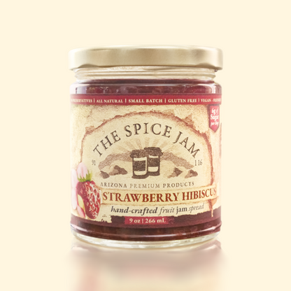 Strawberry Hibiscus Fruit Jam - 9 Ounce - Small Batch - Hand Made - Gourmet - All Natural - Low Sugar - No Preservatives - Gluten Free
