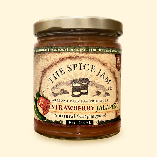 Strawberry Jalapeño Fruit Jam - 9 Ounce - Small Batch - Hand Made - Gourmet - All Natural - Low Sugar - No Preservatives - Gluten Free