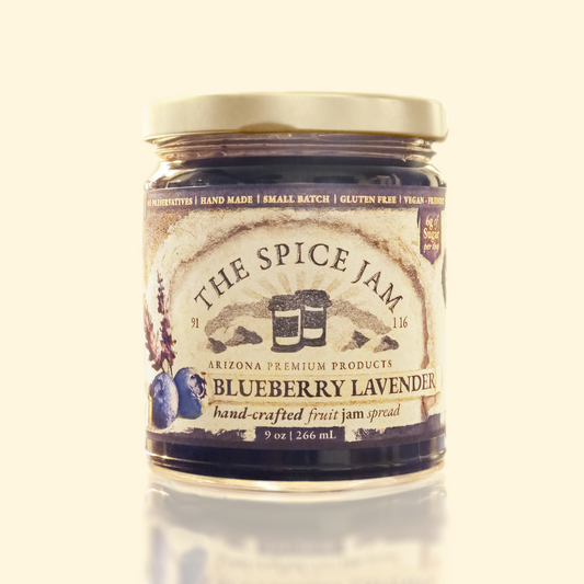 Blueberry Lavender Fruit Jam - 9 Ounce - Small Batch - Hand Made - Gourmet - All Natural - Low Sugar - No Preservatives - Gluten Free