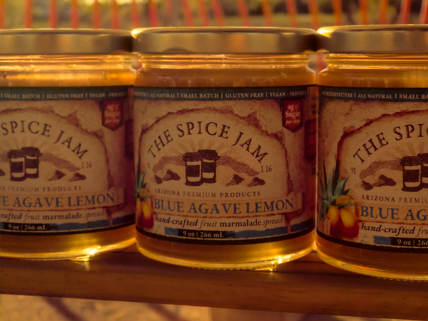 Blue Agave Lemon Marmalade - 9 Ounce - Small Batch - Hand Made - Gourmet - All Natural - Low Sugar - No Preservatives - Gluten Free
