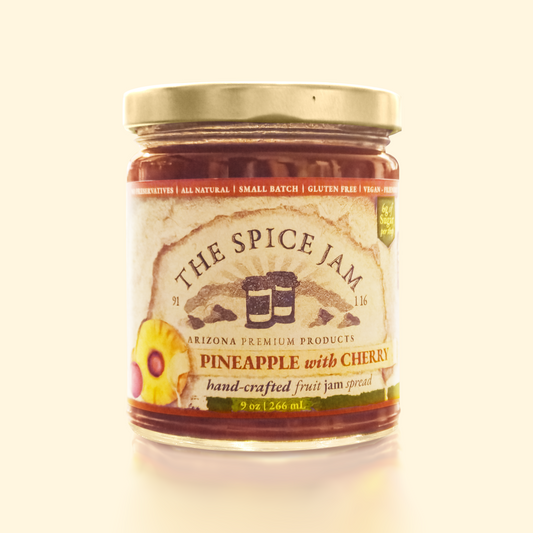 Pineapple Cherry Fruit Jam - 9 Ounce - Small Batch - Hand Made - Gourmet - All Natural - Low Sugar - No Preservatives - Gluten Free