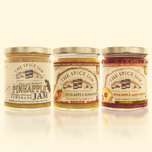 The Pineapple Experience Set A - Fruit Spreads - 27 Ounce - Small Batch - Hand Made - Gourmet - All Natural - Low Sugar - No Preservatives - Gluten Free