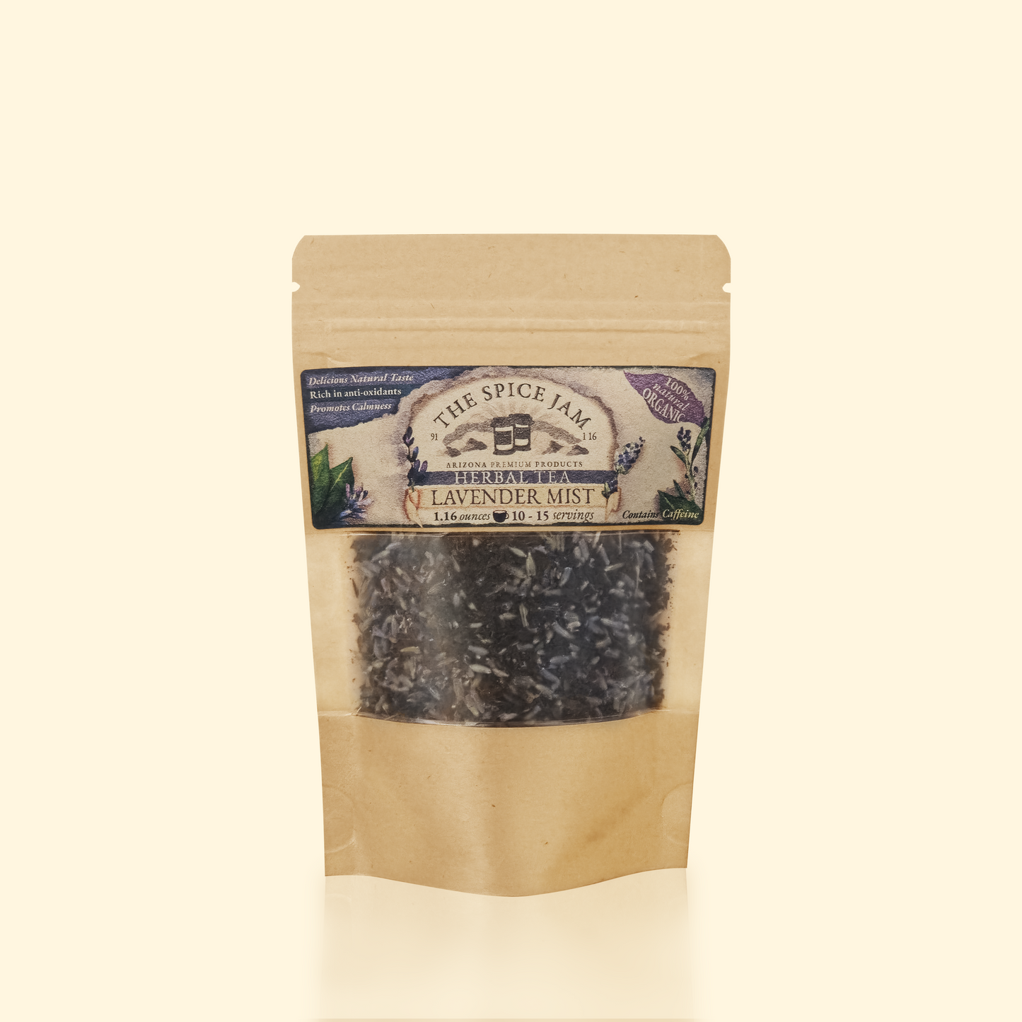 Lavender Mist - Loose-leaf Herbal Tea - All Natural and Organic - 1.16 Ounces - 15 to 20 servings - No Caffeine - Promotes Health